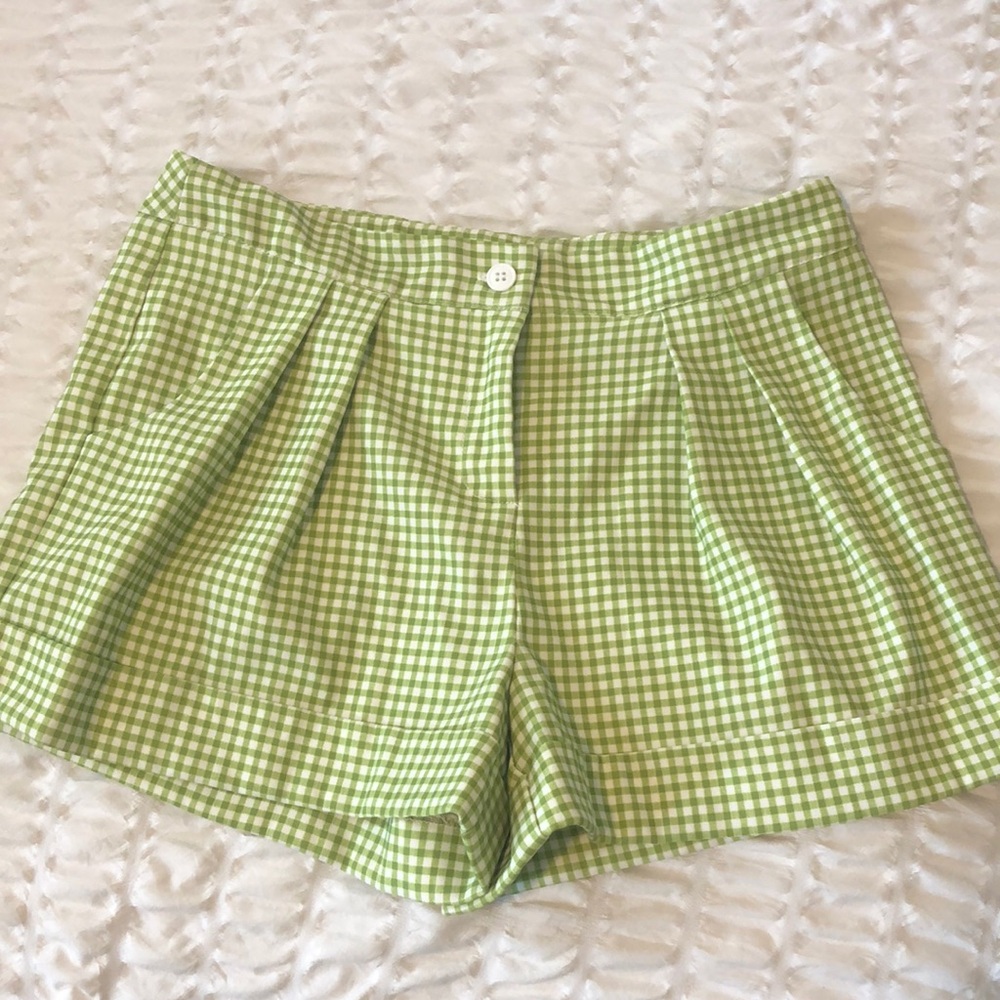 Plaid Green and White Shorts